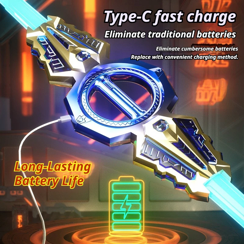 Espada Laser Telescópica com Luzes de Dupla Lâmina, Brinquedo LED para Meninos, Presente de Aniversário, Cosplay