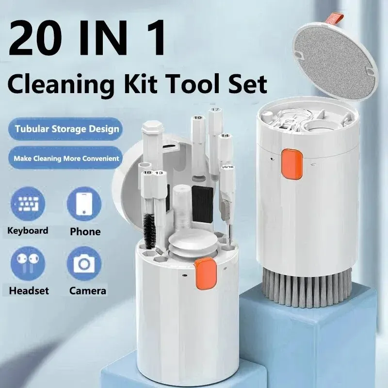 20-in-1 Cleaner Kit Computer Keyboard Brush Earphones Cleaning Pen Screen Cleaning Spray Bottle Cleaning Tools Keycap Puller Set