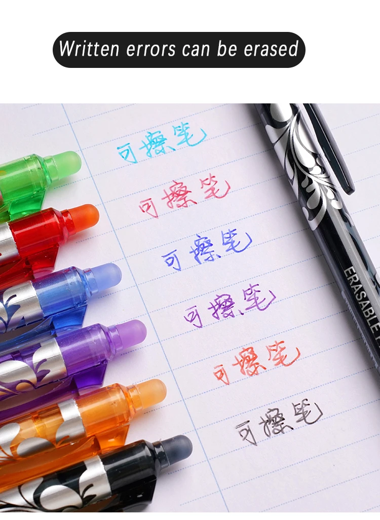 Große Kapazität Tinte Löschbaren Stift 6-farbe Push Gel Pen-Set 0,5mm Transparente Farben Stift Büro Schriftlich liefert Kawaii Schreibwaren – Detail 6