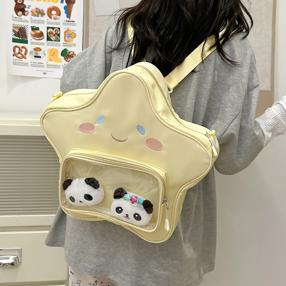 Japanese Aesthetic School Bags Star Shaped Fashion Backpacks Teenager Girls Cartoon Mochilas Nylon Sweet Solid College Knapsacks