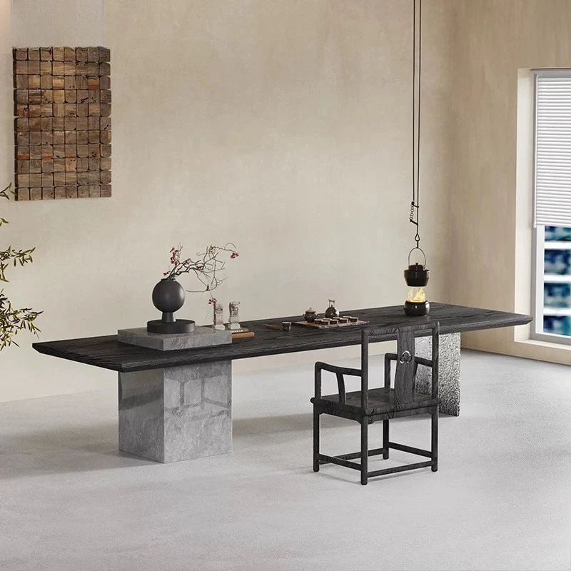 

Combination light luxury rock slab tea table modern tea room Italian minimalist designer solid wood