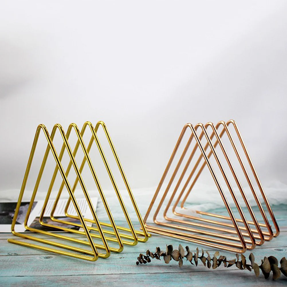 

1pc Desktop Book Shelf Triangular Iron Art Design Book Storage Rack For Magazine Newspaper Decor Organizer