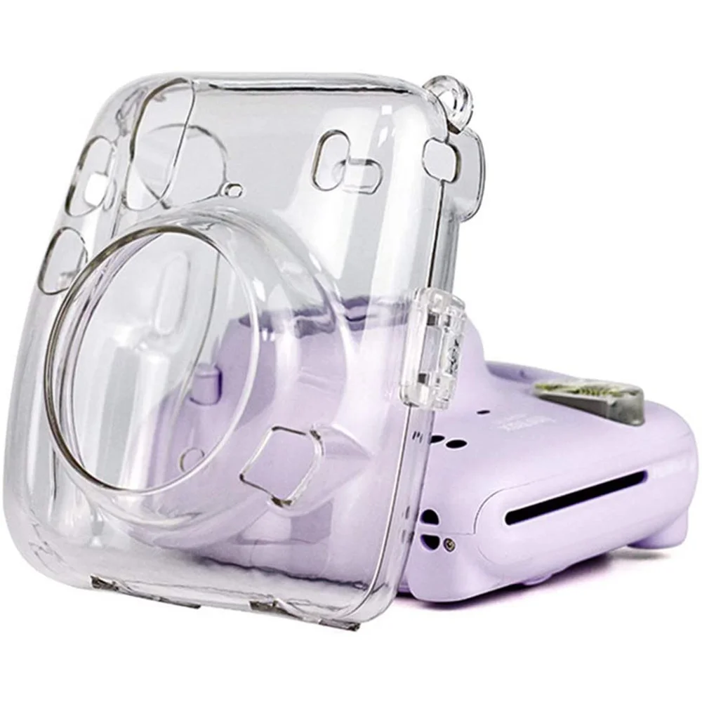 【GREAT VALUE】Crystal Camera Case Protective Clear Case With Adjustable Rainbow Strap For Fujifilm Instax Mini 11 Cameras Accesso
