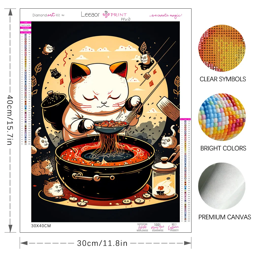 Diamond Painting 2024 Japanese Ramen Cat Full Diamond Mosaic 5d Diy Embroidery Cross Stitch Kits Home Decor Cartoon Animal Gift