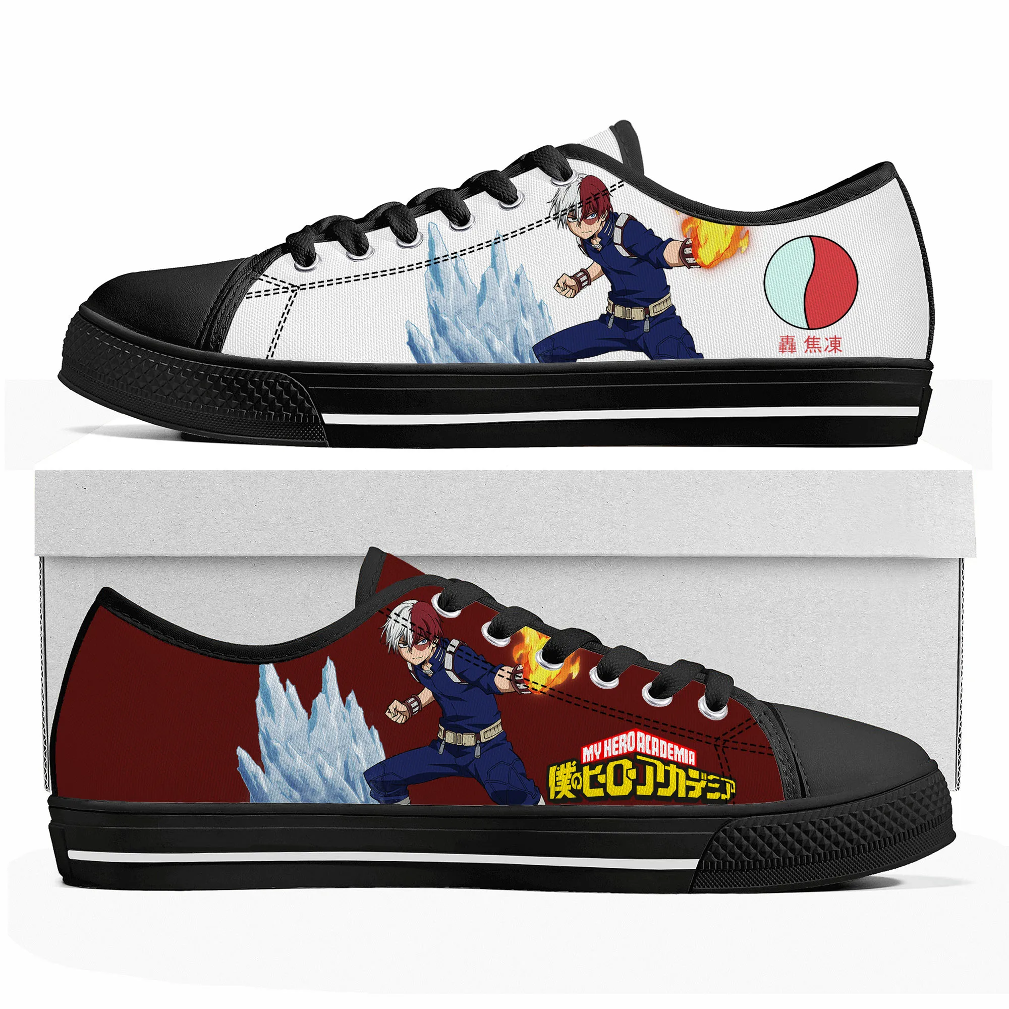 Anime Shoto Todoroki My Hero Academia Low Top Sneakers Mens Womens Teenager High Quality Canvas Sneaker Couple Shoes Custom Shoe