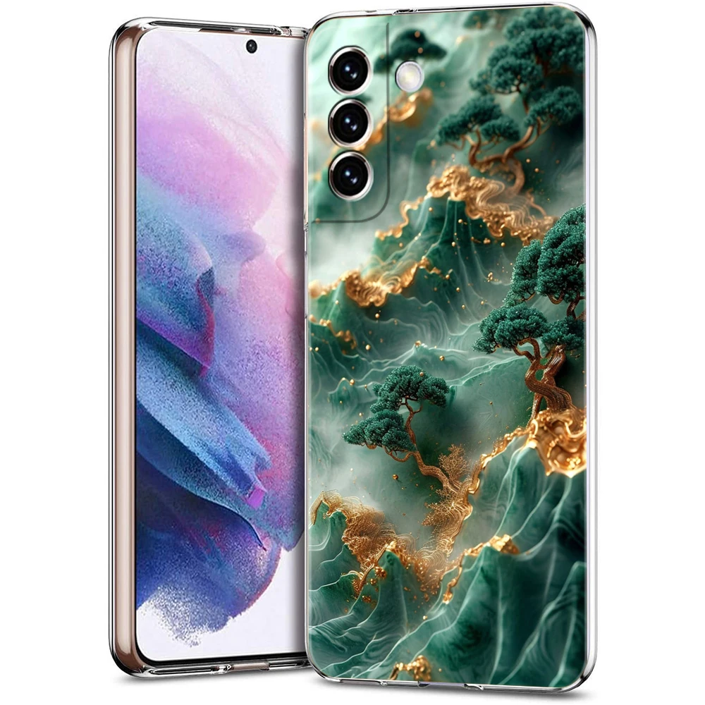 Landschafts malerei Handy hülle für Samsung Galaxy S23 S20 Fe S22 S21 Ultra M21 M22 M32 S10 S10E S9 S8 plus 5G transparente Hülle