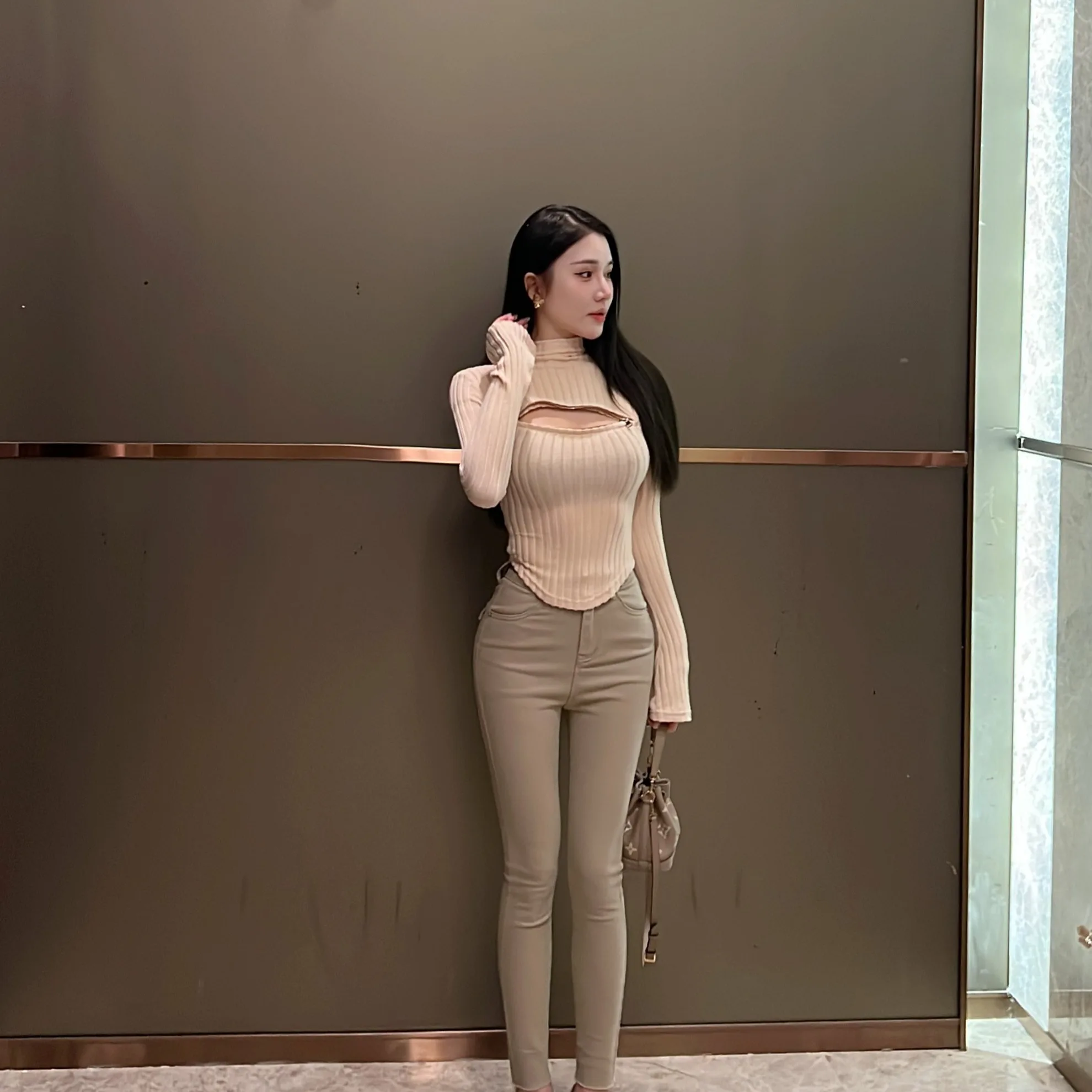 Faionable comfortabele nieuwe collectie damesjeans hoge taille slim fit potloodbroek buikcontrole trendy bootcut denim jeans