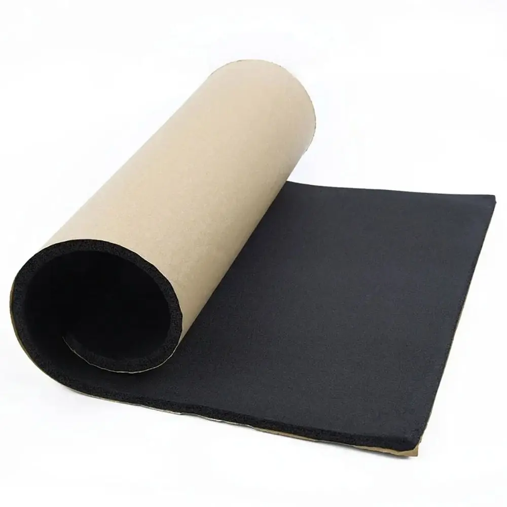 1Roll 100x50cm Sound Deadening Foam Mat Self Adhesive 3/5/6/8/10/15mm Acoustic Insulation Mat Rubber Foam Sound Absorption
