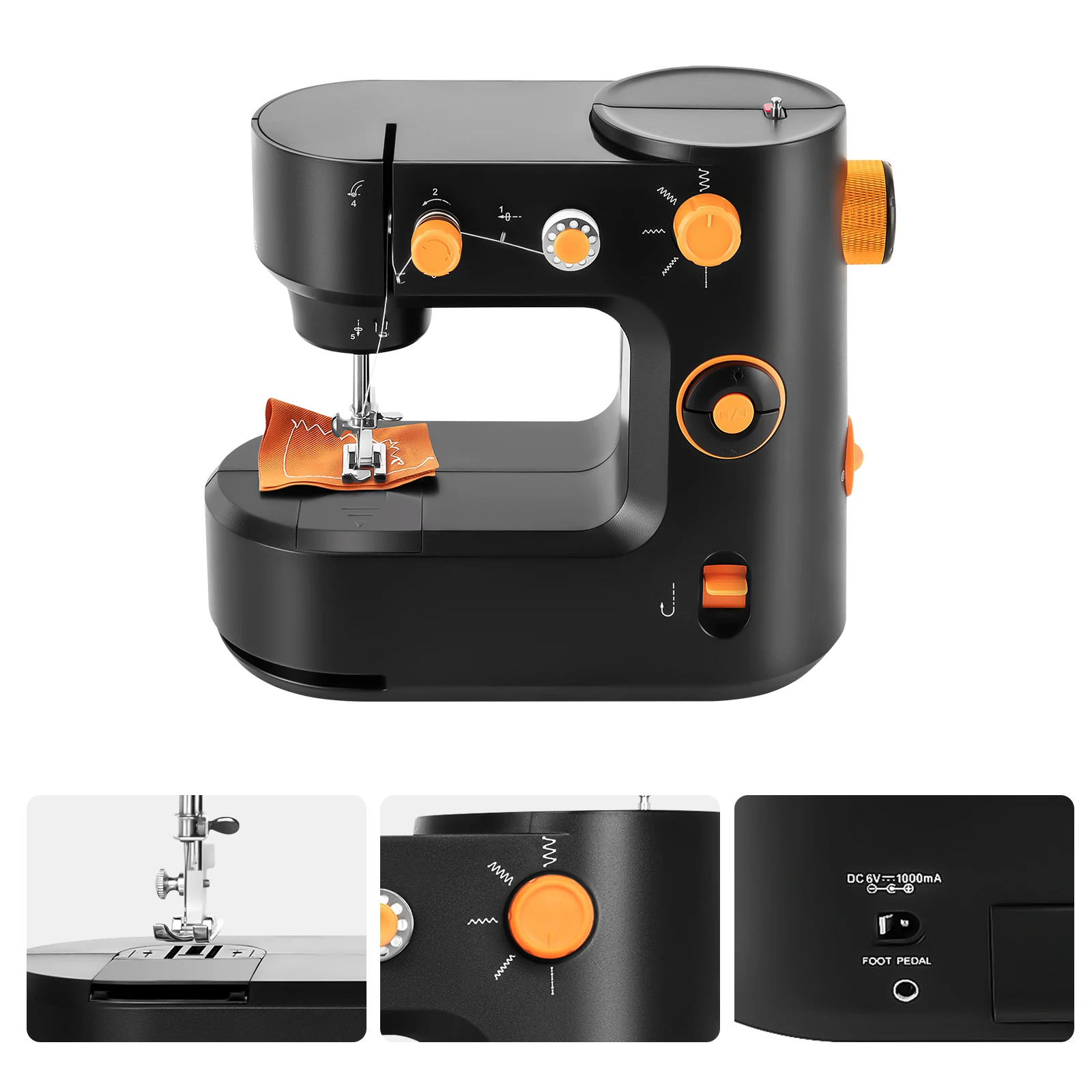 Home Sewing Machine with Feet Switch, Two Modes Sewing Tool with LED Lighting Thread Tightness Adjustment Button Adaptable Needles 9,  10,  11, 12,  14, 16 Needle Speed 330+30/min for Clothes
