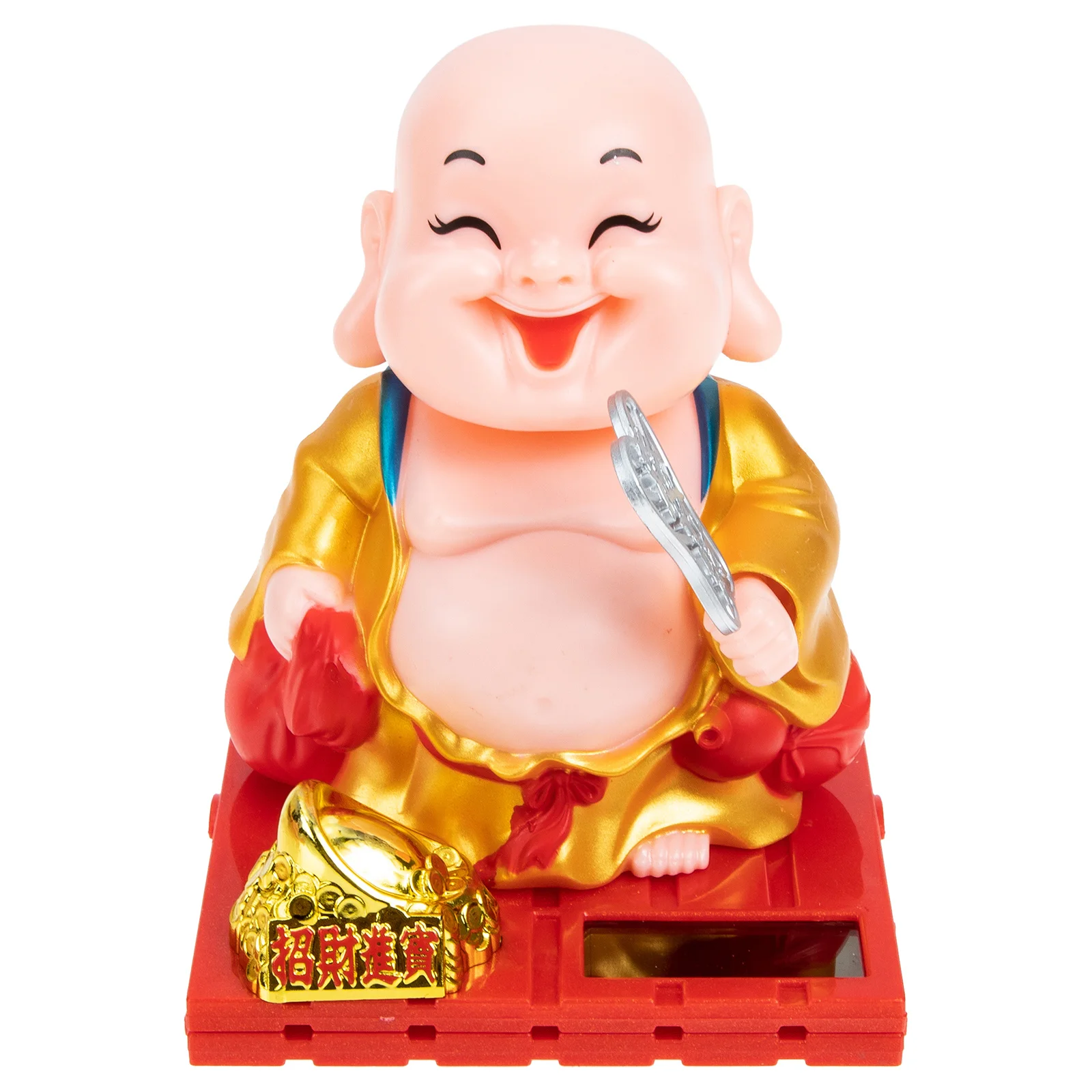 

Solar Power Maitreya Buddha Ornament Chinese Style Desktop Decoration Car Adornment Solar Nodding Buddha Figure Practical Gift