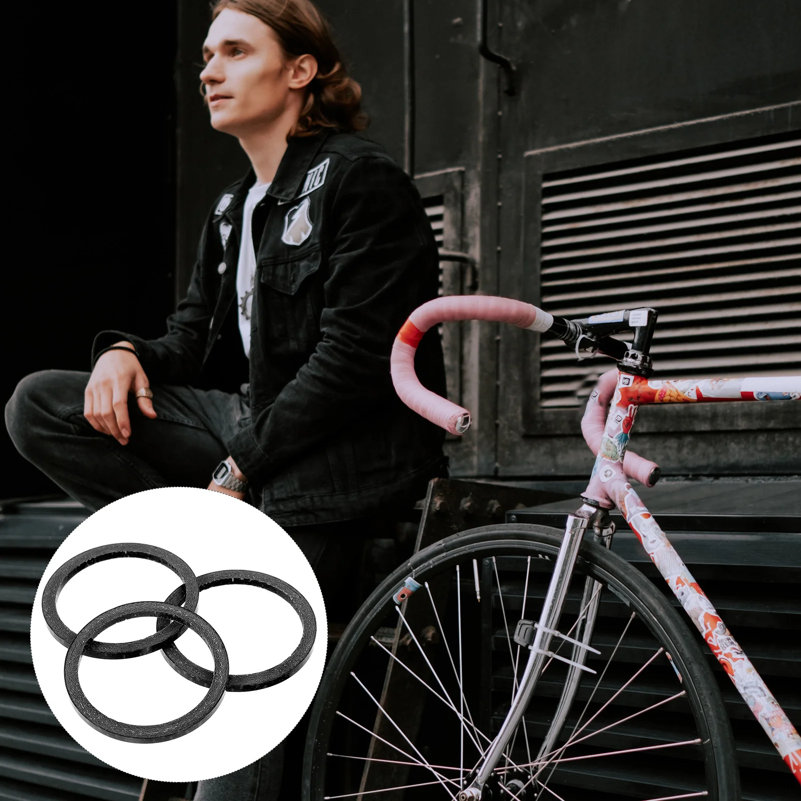 

3pcs Carbon Fiber Headset Spacers Lightweight Bike Stem Spacer For Road Mountain Bicycle Durable Sturdy Washer Replaceable