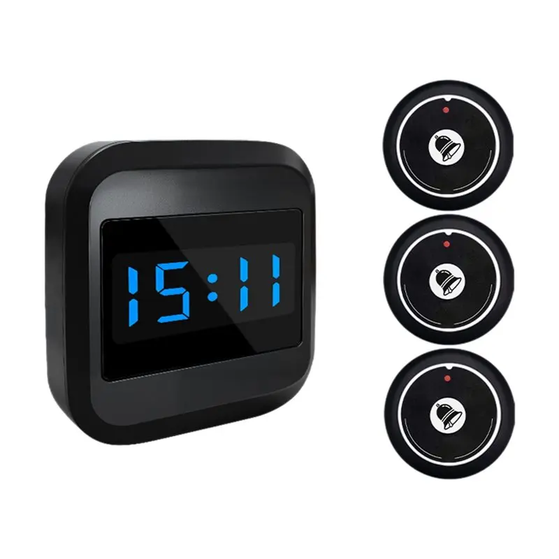 Stylish-For Hotel Bar Cafe Wireless Doorbell Display Receiver+ 3 Pager Restaurant Pager Waiter Calling System