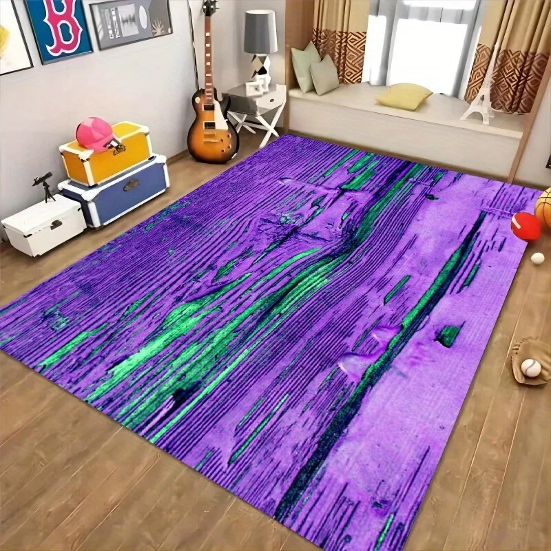 

Фланелевый коврик с абстрактным принтом, фиолетово-зеленый узор, современный декор для детской комнаты, мягкий напольный коврик для спальни, игровой комнаты и творческих зон