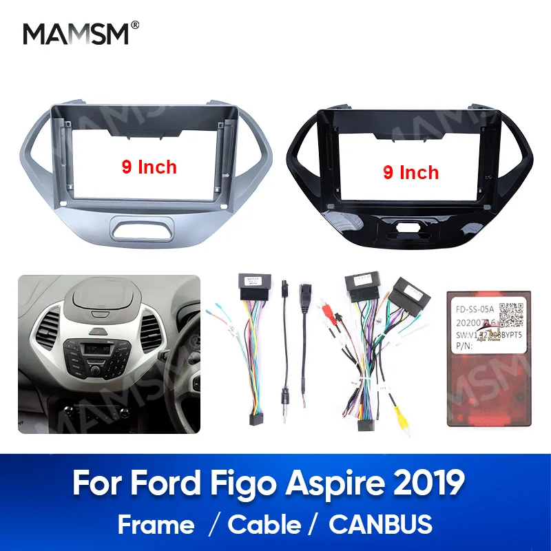 MAMSM For FORD FIGO ASPIRE 2019 Car Radio Android Fascia Frame Multimedia Video Fascia Player Panel Cables Harness Dashboard