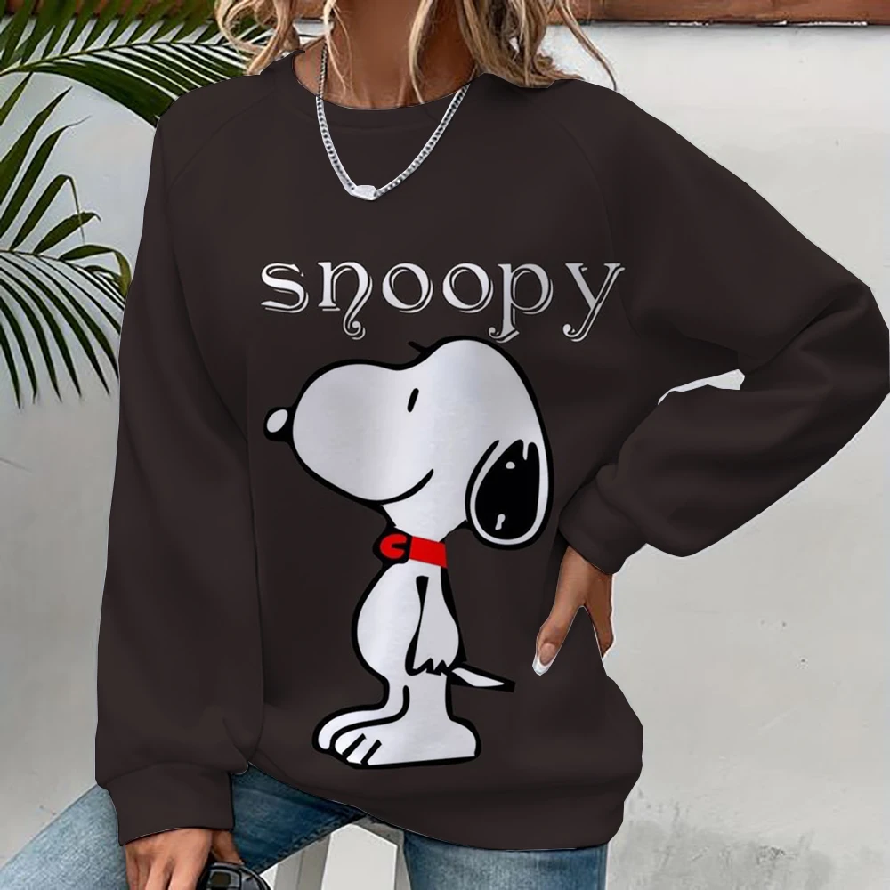 Woman\'s Hoodie New Autumn/Winter Fashions Y2k Snoopy Cartoon Print Sweatshirts Round Neck Coat Loose Long Sleeve Miniso Sanlio