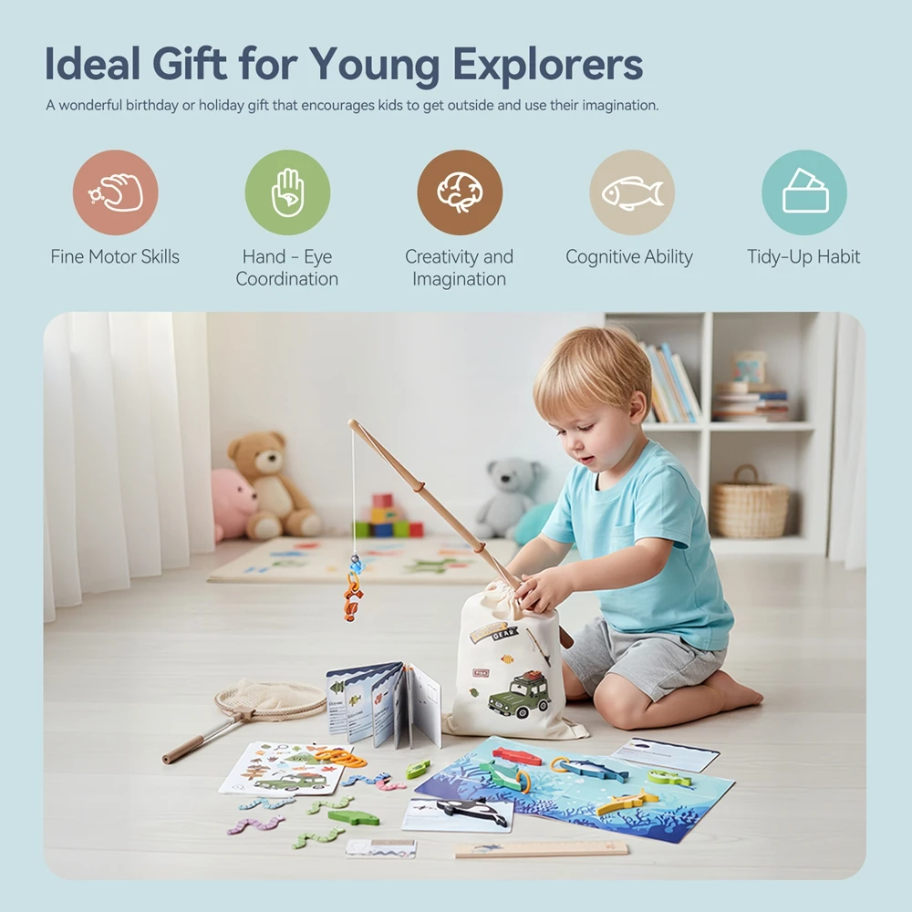 مجموعة ألعاب صيد السمك للأطفال، ألعاب محاكاة لمشهد الصيد للأطفال في الهواء الطلق، مجموعة صنارة الصيد ألعاب تعليمية للأطفال #6