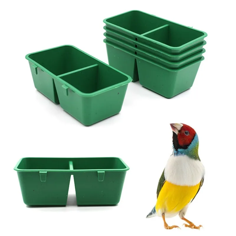 Cuenco de agua para comida de aves, recipiente de plástico para loros, doble taza de alimentación, jaula para palomas, alimentador de agua, pajarera para mascotas, 2 en 1