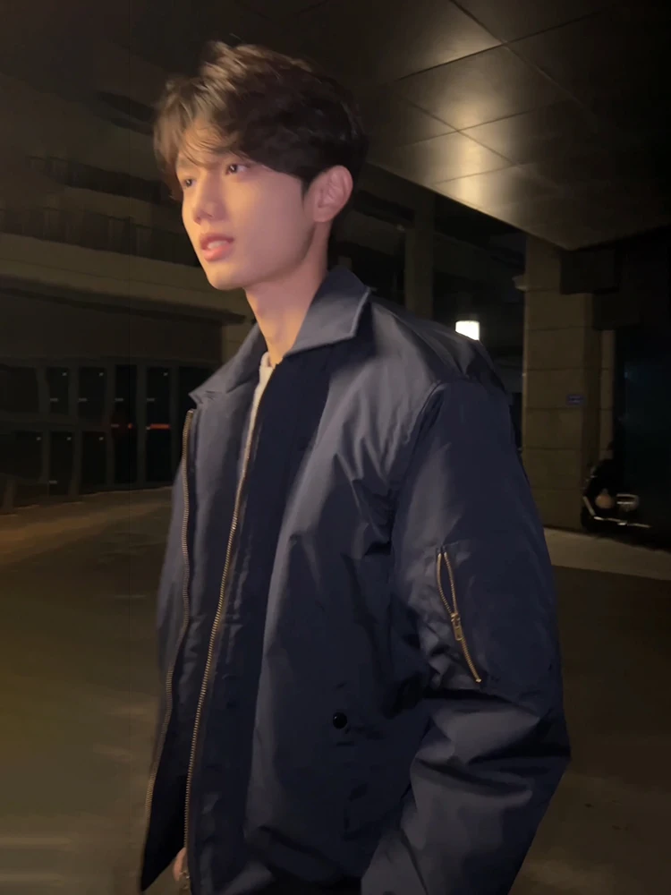 

Куртка Cleanfit MA Pilot Jaet из синего хлопка с полиэстеровым наполнителем, бейсбольная куртка с воротником-стойкой для мужчин, теплая зимняя...