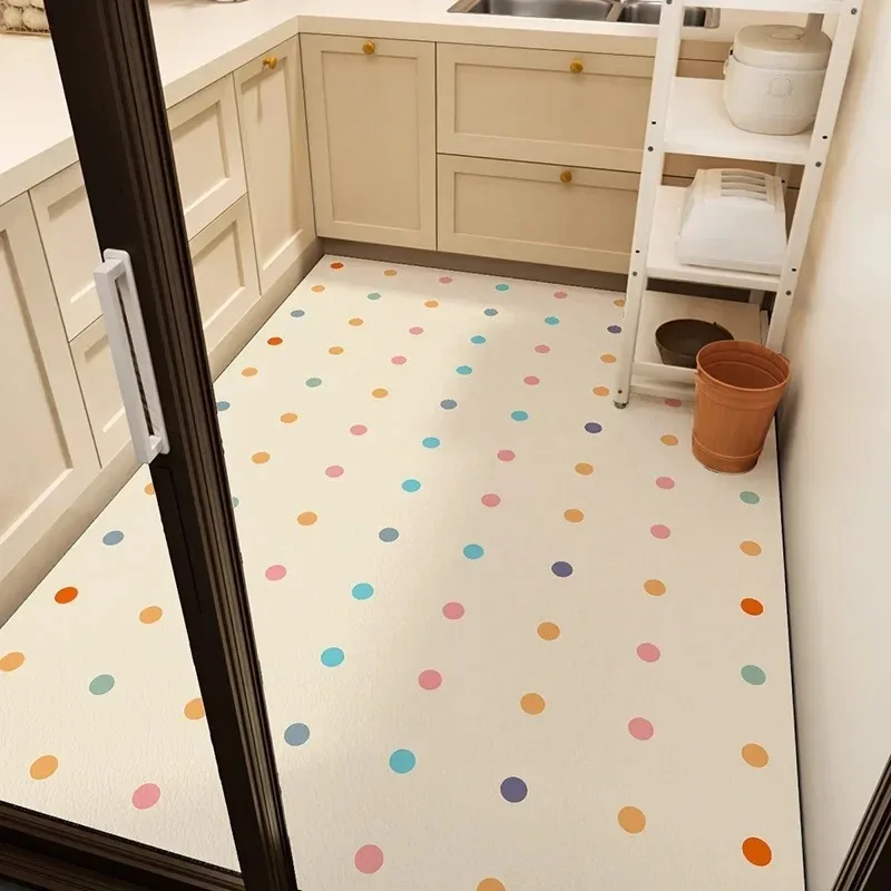 Cute Decoration Kitchen Mat Waterproof PVC Art Oil-proof Anti-slip Leather Carpet Easy To Clean Home Balcony Rug Ковер Tapis 러그