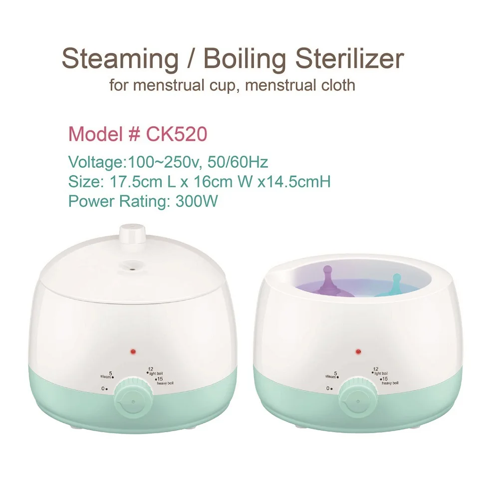 Portátil Copo Menstrual Cleaner, Steamer, Esterilizador a Vapor, Máquina para Limpeza dos Mamilos do Bebê, Copo Menstrual, Personal Small Articles