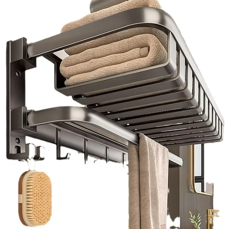 hotel hot-selling aluminum alloy folding electric heater towel rack set wall-mounted drying towel rack