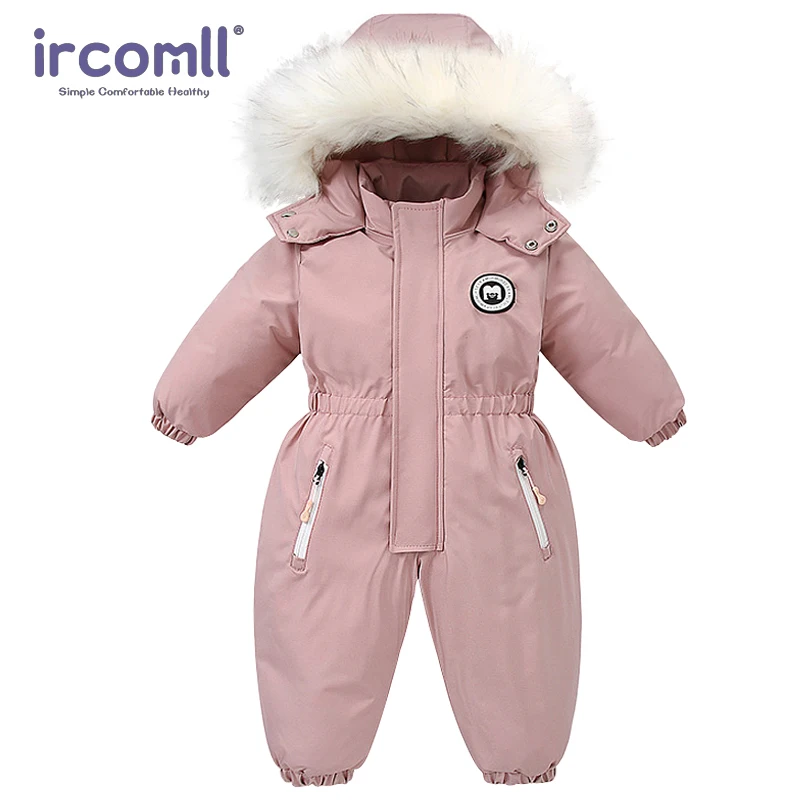 Ircomll Infant Kids Clothes Waterproof Hooded Girls Boys Overalls Ski Suit Snow Set Toddler Warm Bodysuit Ski Jacket for 18M-5Y