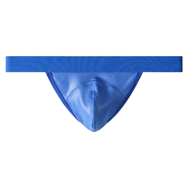 Men Sexy Jockstrap Underwear Glossy Patent Leather Low Waist Tight U Pouach Thongs G String High Elastic T-Back Open Butt Thong