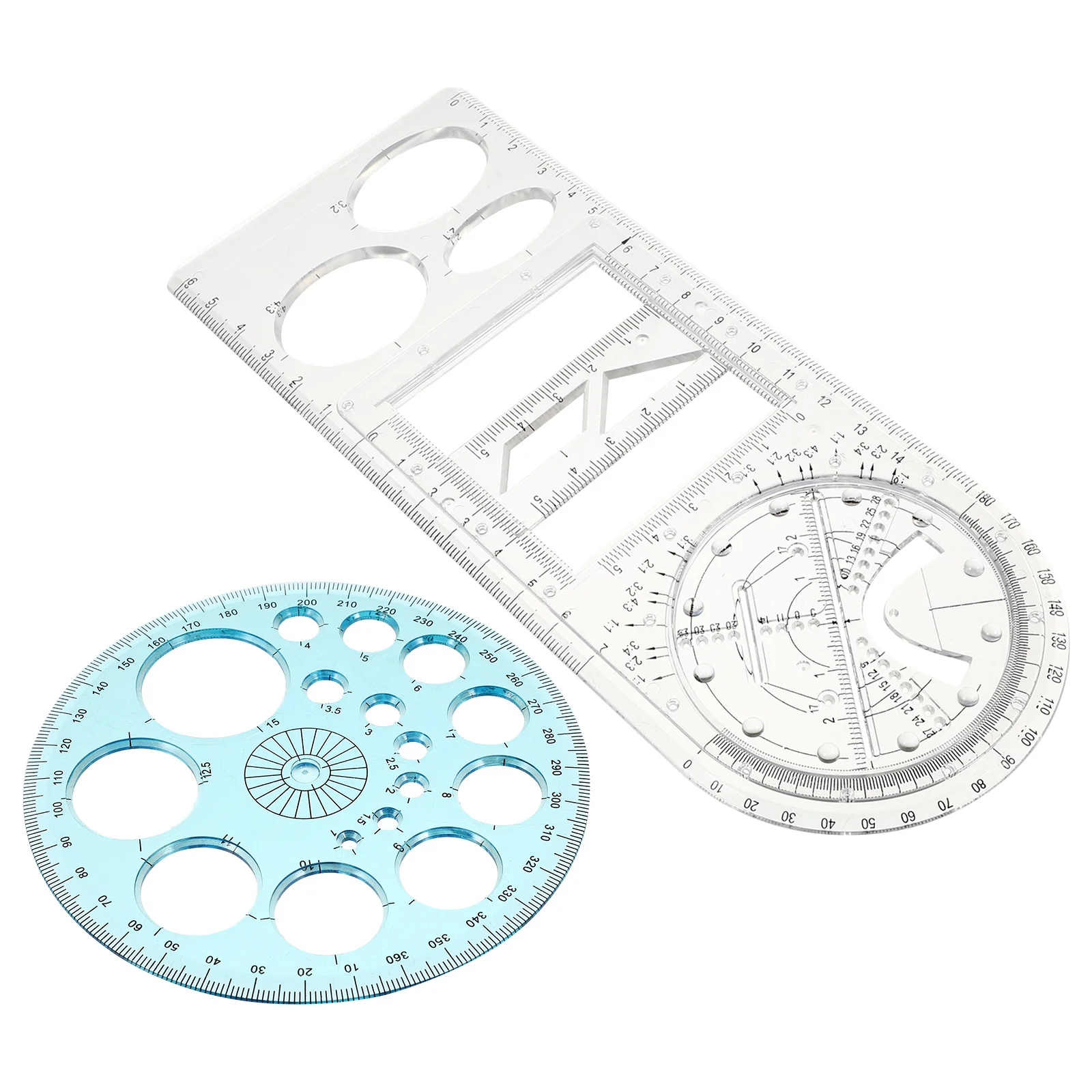 

1 Set Drawing Ruler Set 30Cm Multifunctional Geometric Measuring Tool For Students School Stationery Protractor Plastic Ruler