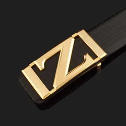 2023 New Men's Belt Leather Smooth Buckle Cowskin Youth Fashion Z Letter Sash Belt Young Men casual Waist Strap Exquisite