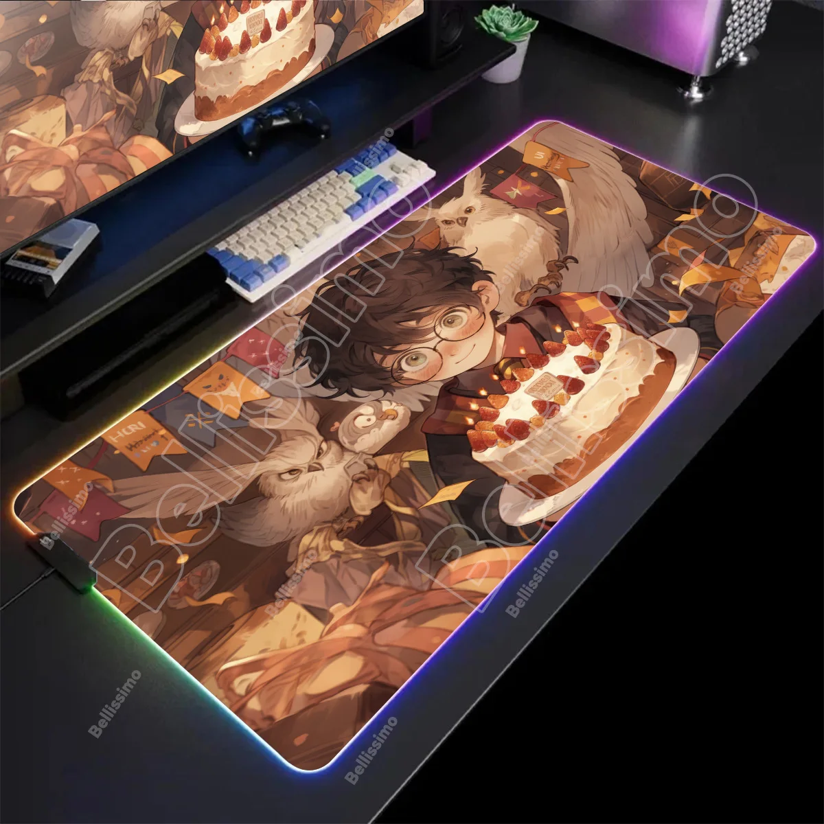 

RGB Gamer Accessory H-Harry P-Potter Keyboard Mouse Pad Mousepad LED Lighting Glowing Mouse Mats Rubber Gaming Computer Mausepad