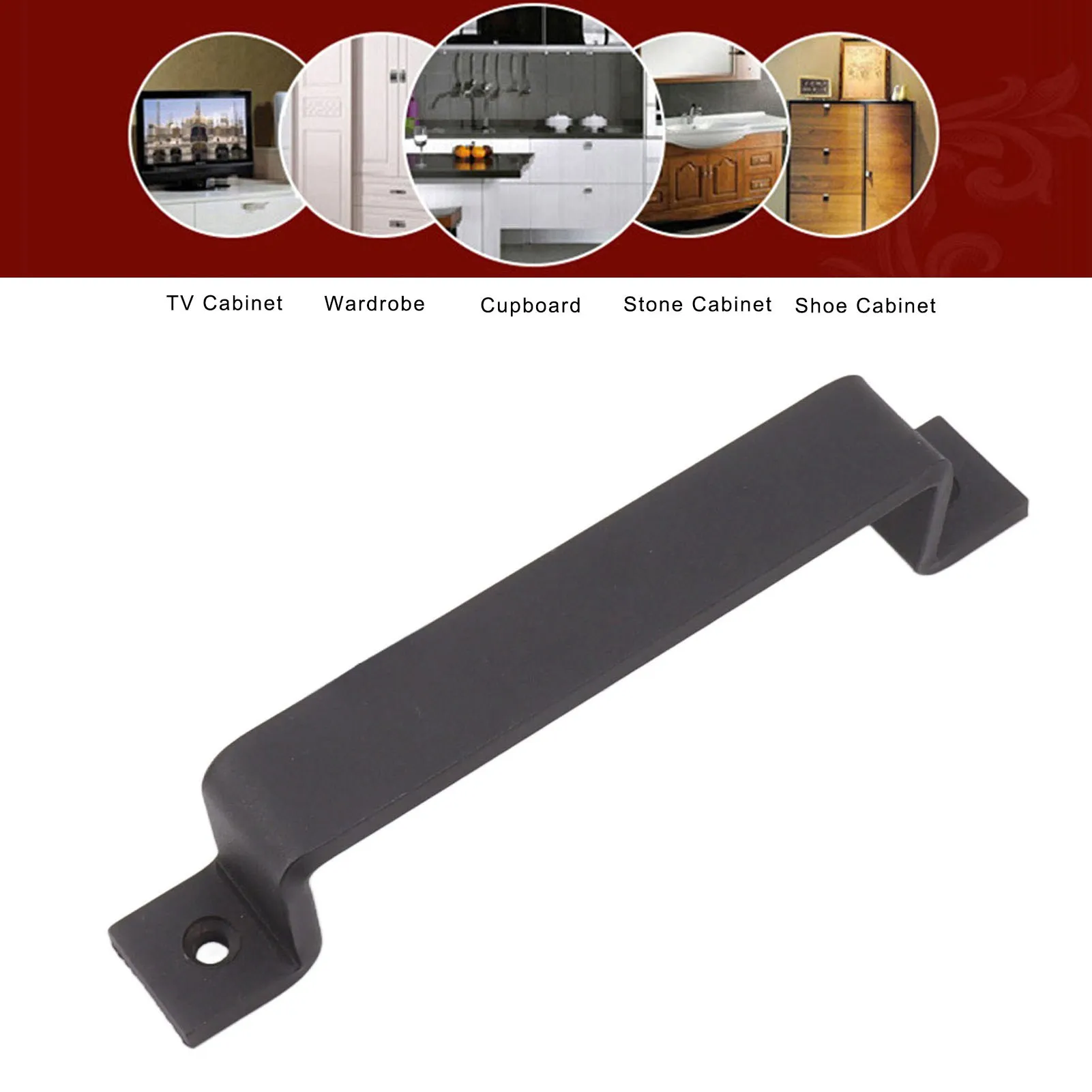 

Cabinet Handle Cabinet Pull Door Handle Bar Door Handle Pull Bar 153mm Hole Spacing Iron Accessory for Cabinet Wardrobe Home