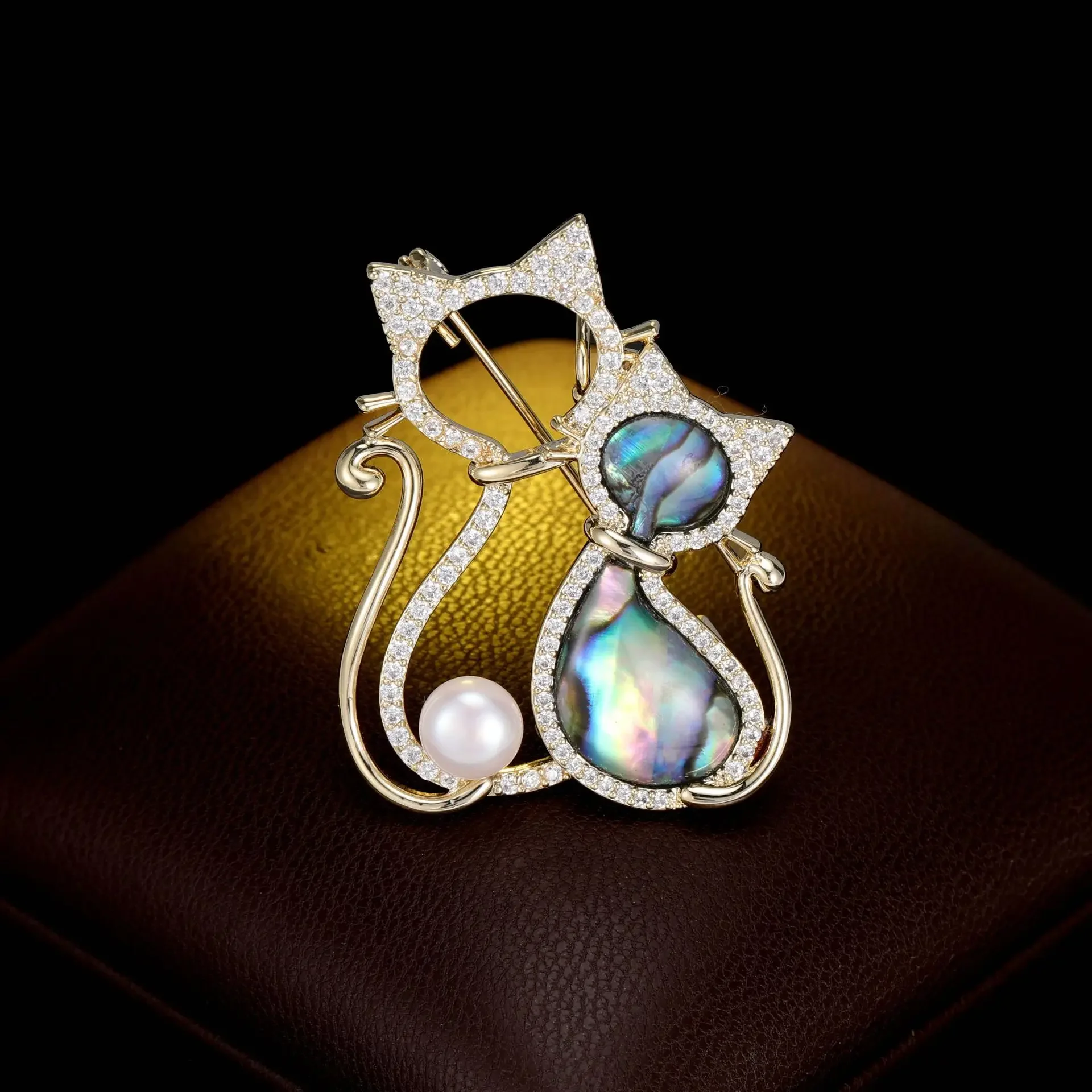 Легкая роскошь, креативный, милый кот, игла морского ушка, женские изысканные, модные и элегантные аксессуары для костюма.