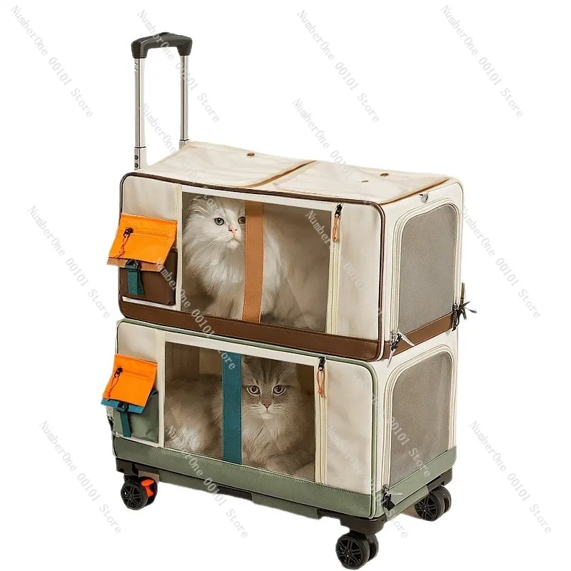 Large Capacity Pet Carrier Cat Travel Box Aviation Approved Cat Backpack Double Cat Carrier Portable Pet Bag