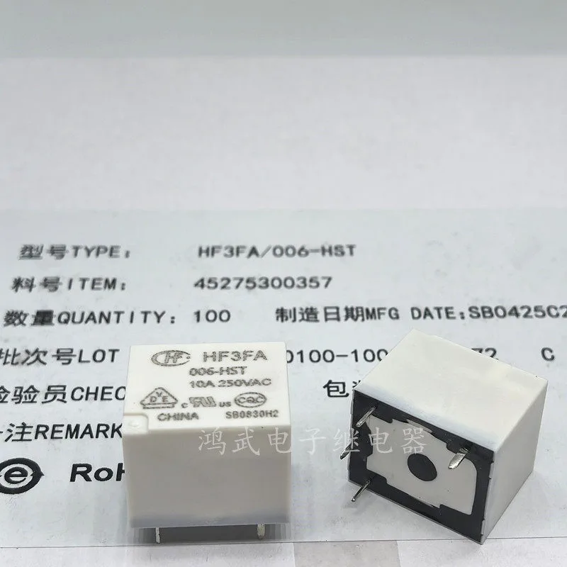 New 1pcs/lot HF3FA 006-HST 6V 10A 4pins
