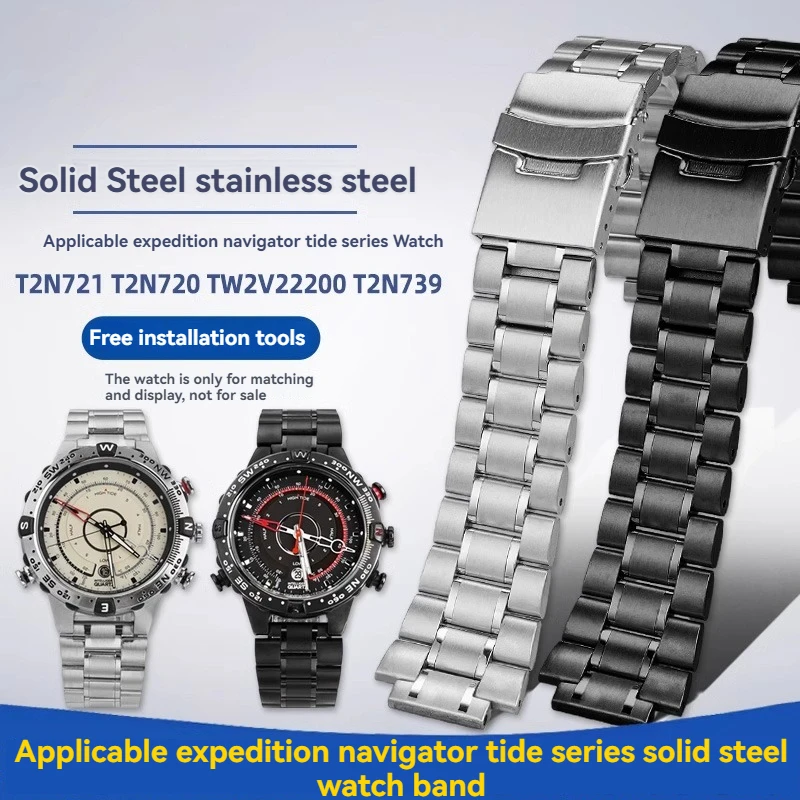 الفولاذ المقاوم للصدأ حزام الساعات ل TIMEX T2N720 T2N721 T2N739 TW2V48900 TW2V48900 سلسلة 24*16 مللي متر ساعة رجالي حزام سوار معدني
