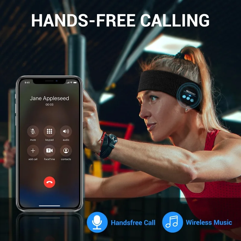 Bluetooth Sports Headband with Music and Call Function, Stereo Deep Bass,Suitable for Fitness,Cycling,Running,and Mountaineering