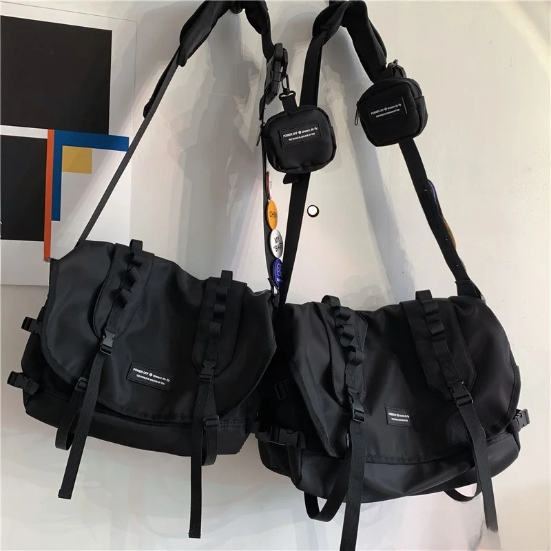 

Функциональная сумка через плечо, ретро-рабочая одежда, сумка почтальона, мягкий полиэстер, повседневная однотонная корейская сумка большого размера