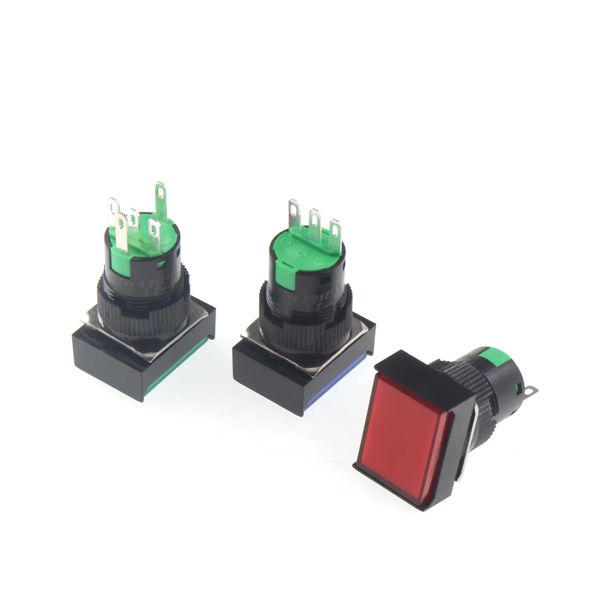 1PCS LA16-11CZ rectangular light button switch 16mm self resetting self-locking 3-pin 5-pin 12V 24V