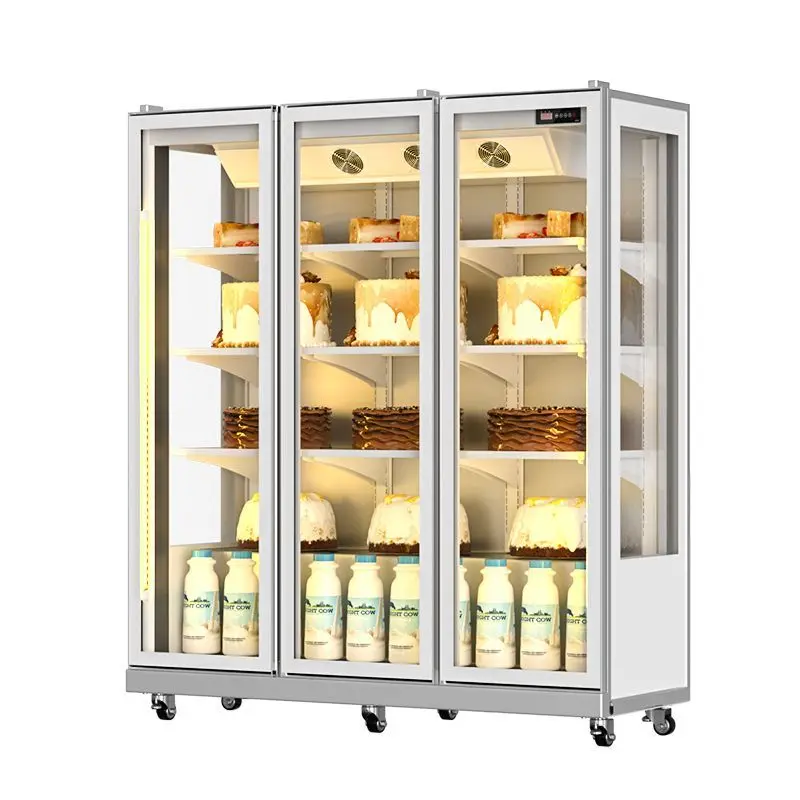 

Three-sided glass cake display cabinet vertical