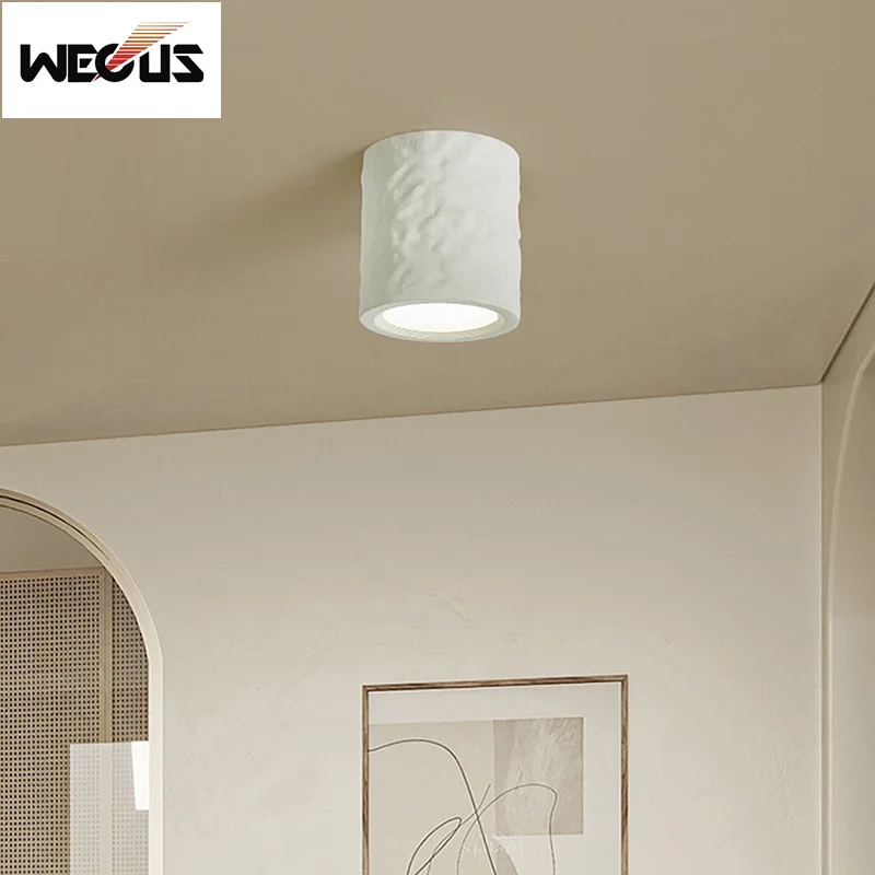 

French Vintage Surface Mounted Round LED Downlight No Drill Ceiling Scandinavian Original Living Bedroom Hallway Spot Light