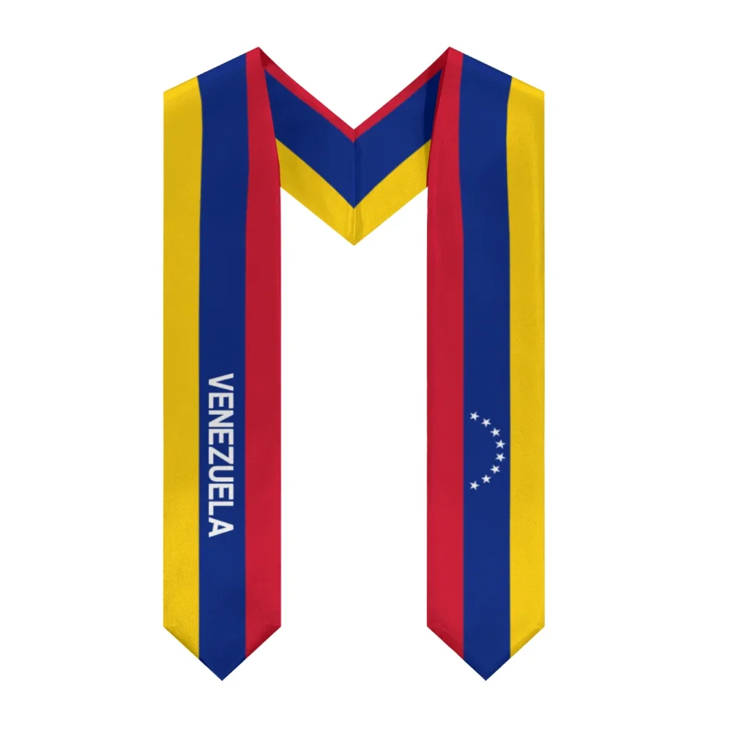 Customization More Design Graduation Shawl Venezuela Flag & United States Flag Stole Sash Honor Study Aboard International Stude