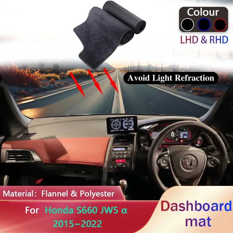 

Car Dashboard Cover for Honda S660 JW5 α 2015~2022 2016 Liner Anti-Slip Mat Sunshade Dashmat Carpet Rug Patr Pad Accessories