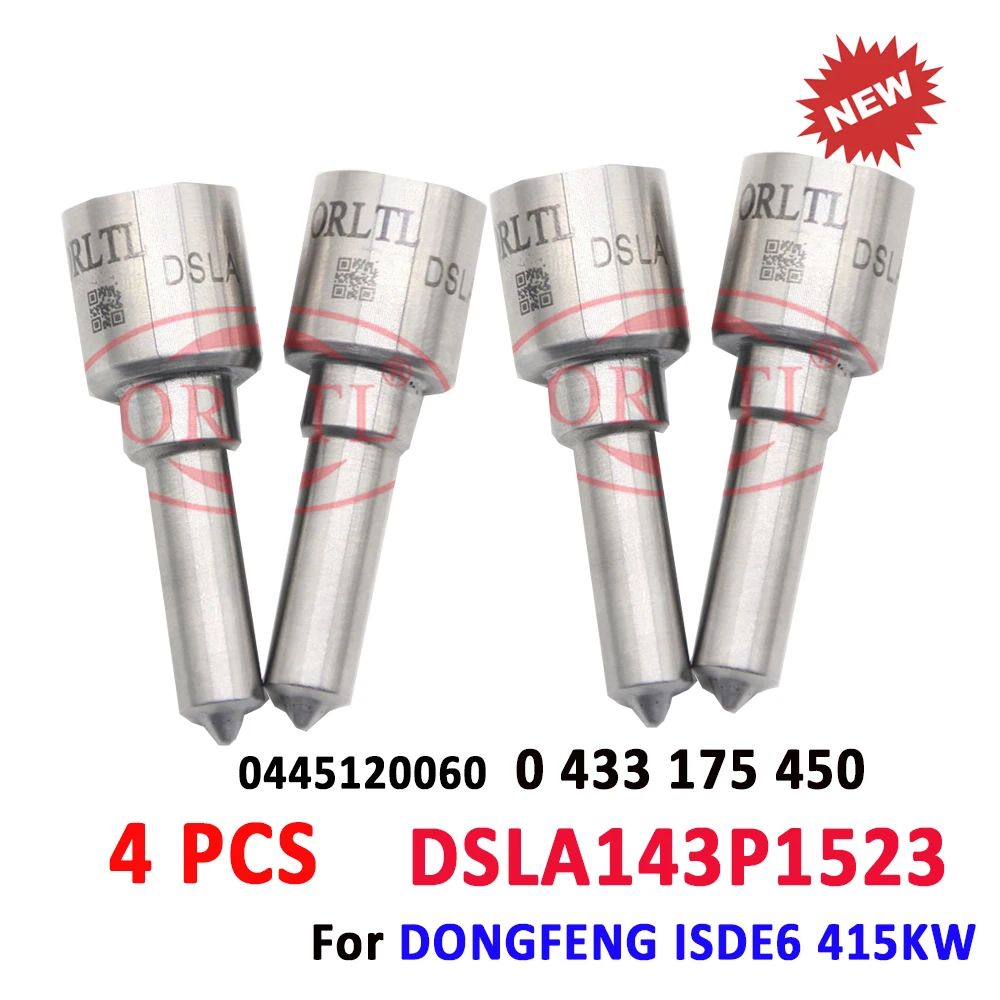 

4 PCS Common Rail Nozzle DSLA143P1523 0433175450 Fuel Injector DSLA 143 P 1523 0433175450 For DONGFENG ISDE6 Cummins 0445120060