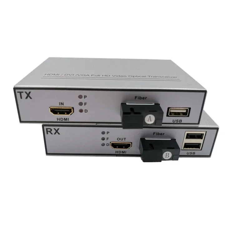 hit productFactory Direct 20KM HD MI Extender KVM Audio RS232 Loop Fiber to HD MI Converter 1920X1080P 60Hz USB KVM Video HD MI