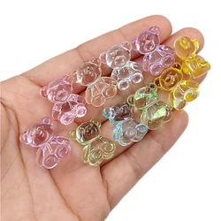 10Pcs Arcylic Cartoon Rabbit Bear Pendant For Jewelry Making Transparent Beads DIY Earrings Necklace Bracelet Wholesale