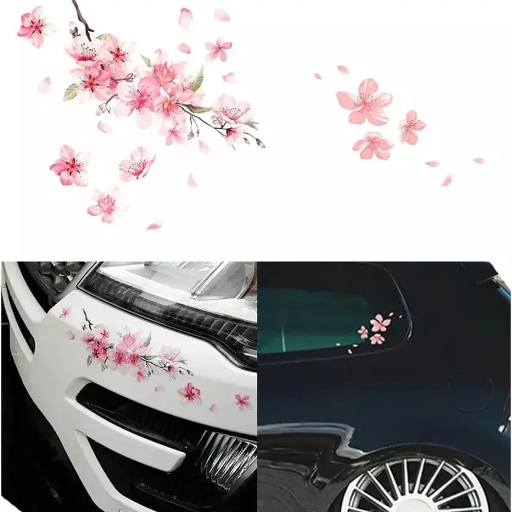 

2pc For Cherry Blossom Car Vinyl Stickers for Windshield and Bumper Unique Floral Design for Vehicle Enhancement
