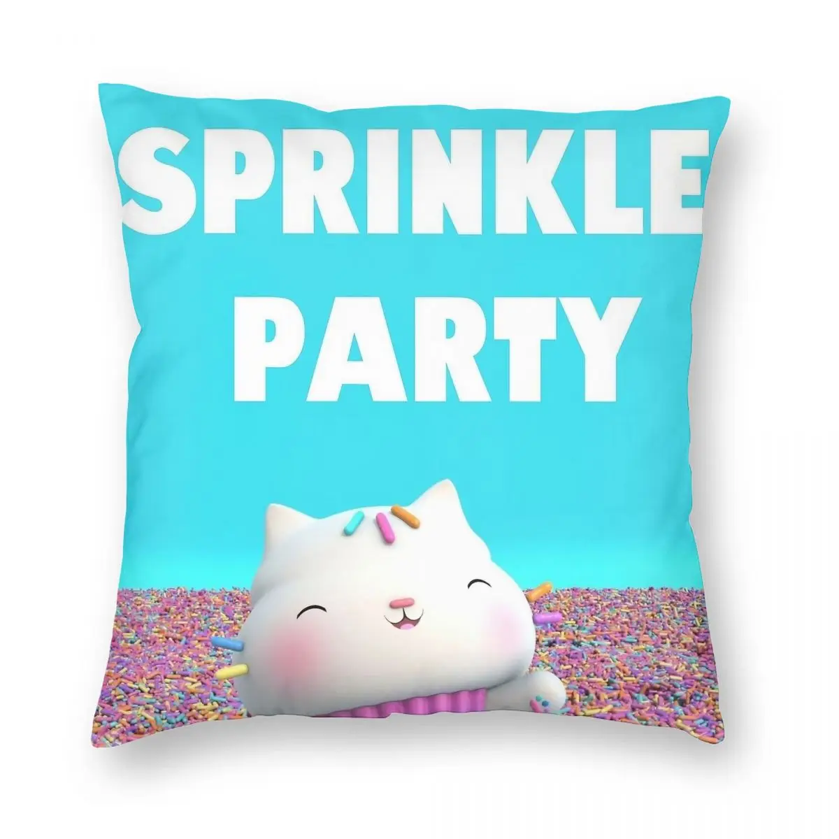 Gabbys Dollhouse Sprinkle Party Pillowcase Printed Cushion Cover Decorative Cute Cat Pillow Case Cover Home Square 45X45cm