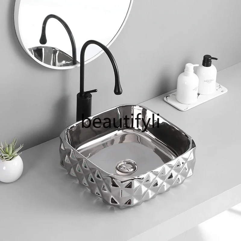 

ss Ceramic table hand wash basin square, European wash basin