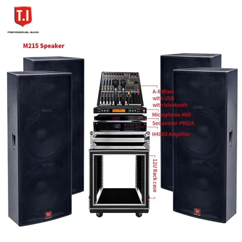 Dual 15 Inch Full Range Powered PA Speaker Professional Audio for Large Concert Events