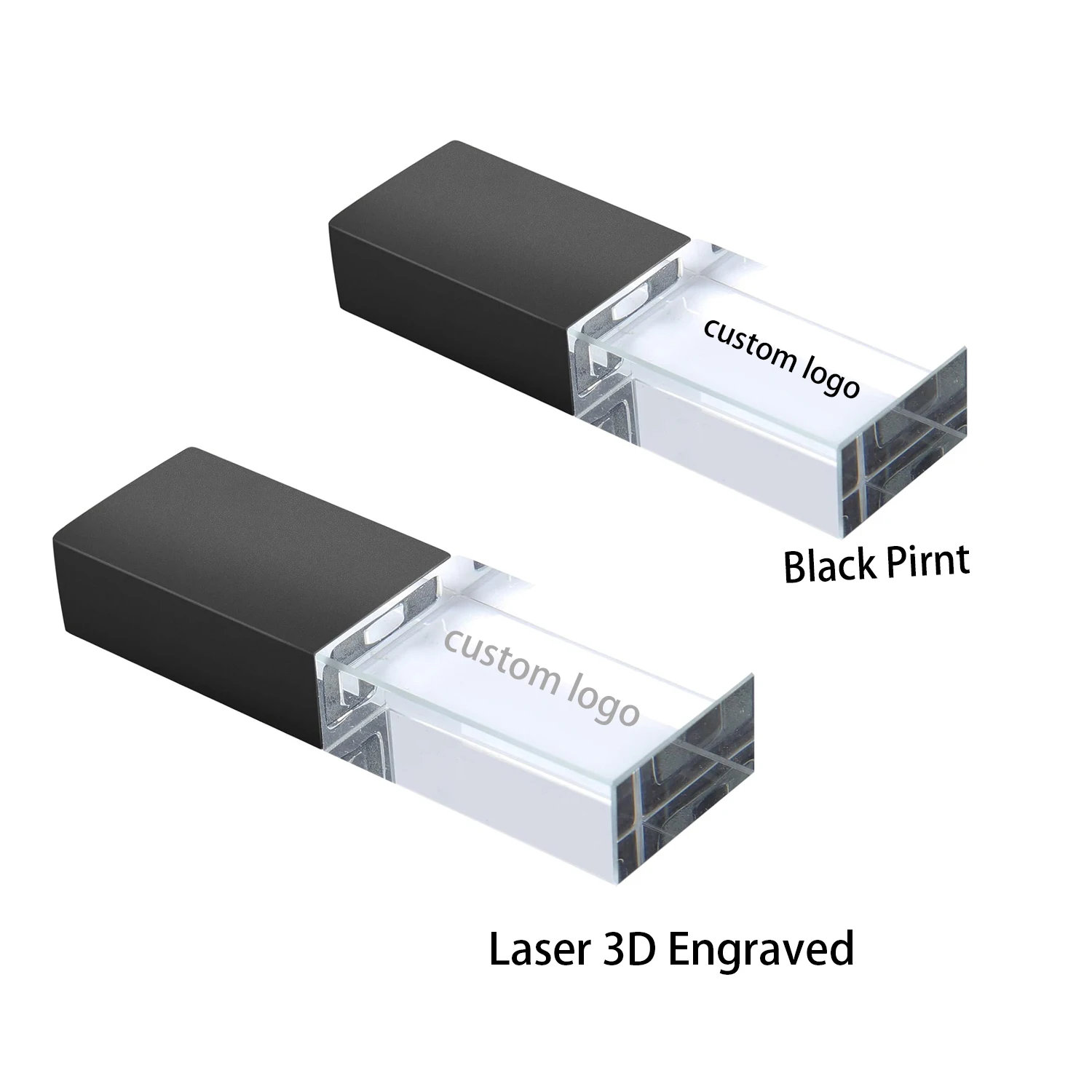 

Custom Personalized USB 3.0 Flash Drive 10 Pack Black Flash Drive 64GB Crystal Glass USB Clear Thumb Stick Memory Storage